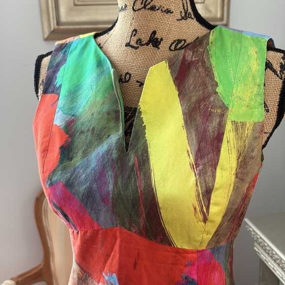 MILLY Designer spring multicolor dress red blue green XS 2 4 - Picture 2 of 6